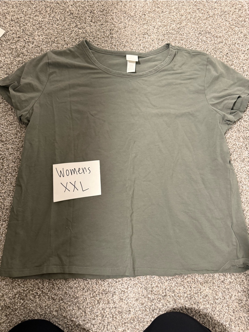 H&M Women's Olive Short Sleeve Crew Neck Tee